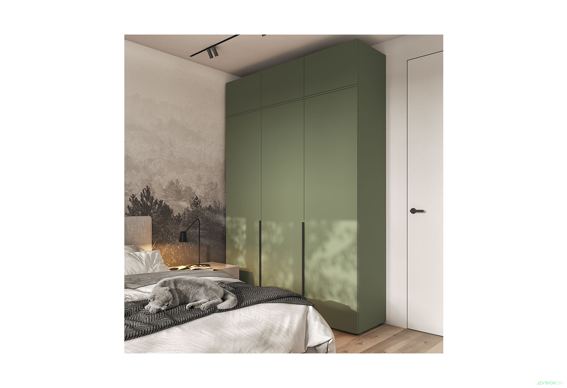 Шафа Moreli Ліберті (ST0027) 3-дверна з антресолею 180 см, зелений димчастий - Зображення 2 Зображення 2 - Шафа Moreli Ліберті (ST0027) 3-дверна з антресолею 180 см, зелений димчастий