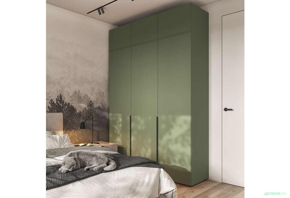 Шафа Moreli Ліберті (ST0027) 3-дверна з антресолею 180 см, зелений димчастий - Зображення 2 Зображення 2 - Шафа Moreli Ліберті (ST0027) 3-дверна з антресолею 180 см, зелений димчастий