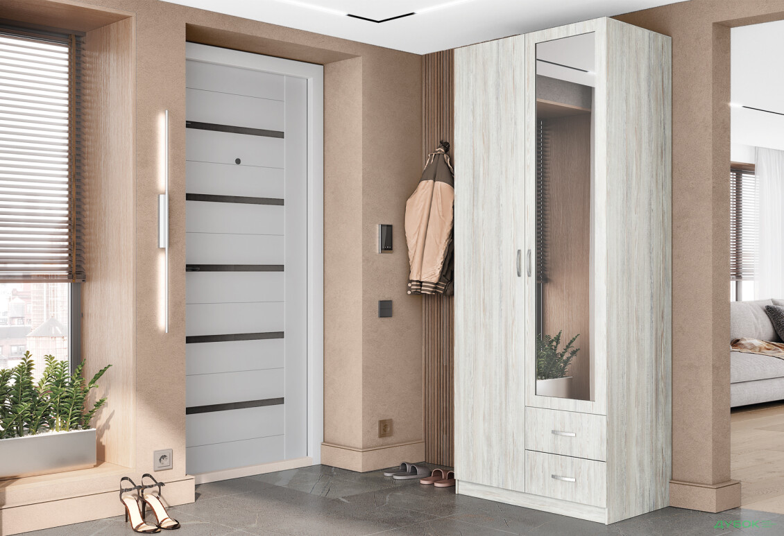 Шафа Київський стандарт М-стиль 2Д2Ш 2-дверна з дзеркалом 80 см - Зображення 1 Зображення 1 - Шафа Київський стандарт М-стиль 2Д2Ш 2-дверна з дзеркалом 80 см