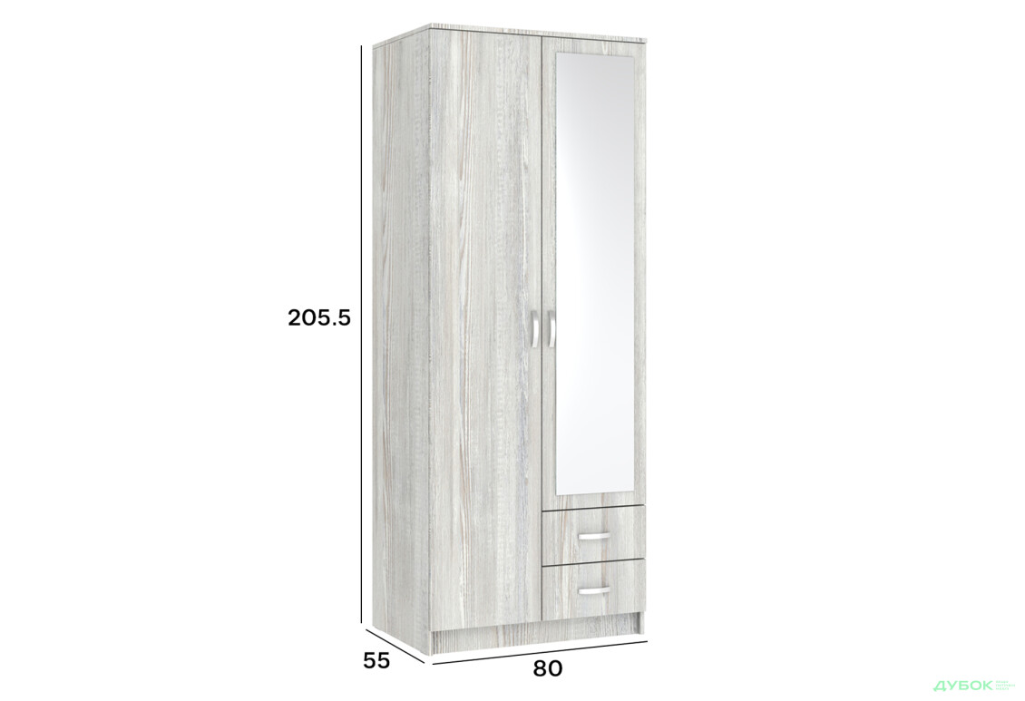 Шафа Київський стандарт М-стиль 2Д2Ш 2-дверна з дзеркалом 80 см - Зображення 4 Зображення 4 - Шафа Київський стандарт М-стиль 2Д2Ш 2-дверна з дзеркалом 80 см