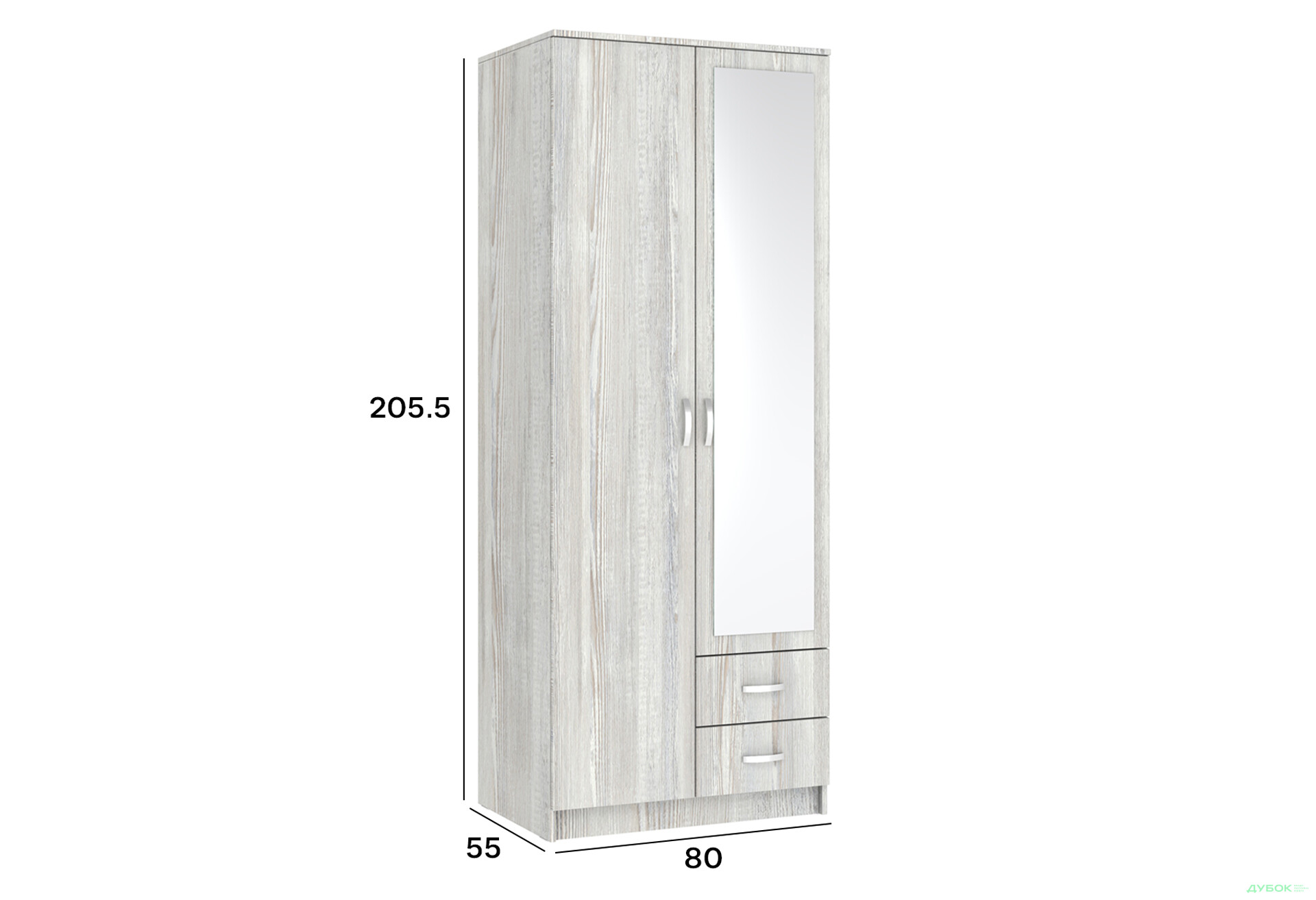 Шафа Київський стандарт М-стиль 2Д2Ш права 2-дверна з дзеркалом 80 см сосна натті - Зображення 4 Зображення 4 - Шафа Київський стандарт М-стиль 2Д2Ш права 2-дверна з дзеркалом 80 см сосна натті