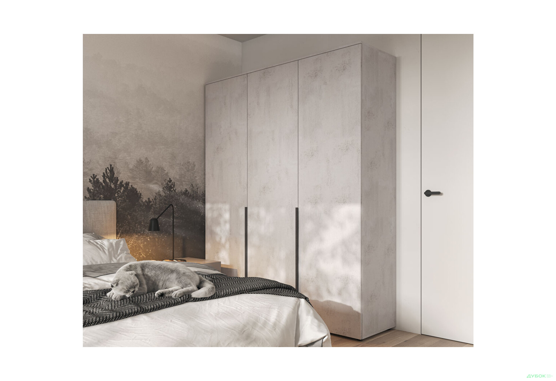 Шафа Moreli Ліберті (ST0027) зі штангою та відділенням з полицями 3-дверна 180 см бетон тефра - Зображення 2 Зображення 2 - Шафа Moreli Ліберті (ST0027) зі штангою та відділенням з полицями 3-дверна 180 см бетон тефра