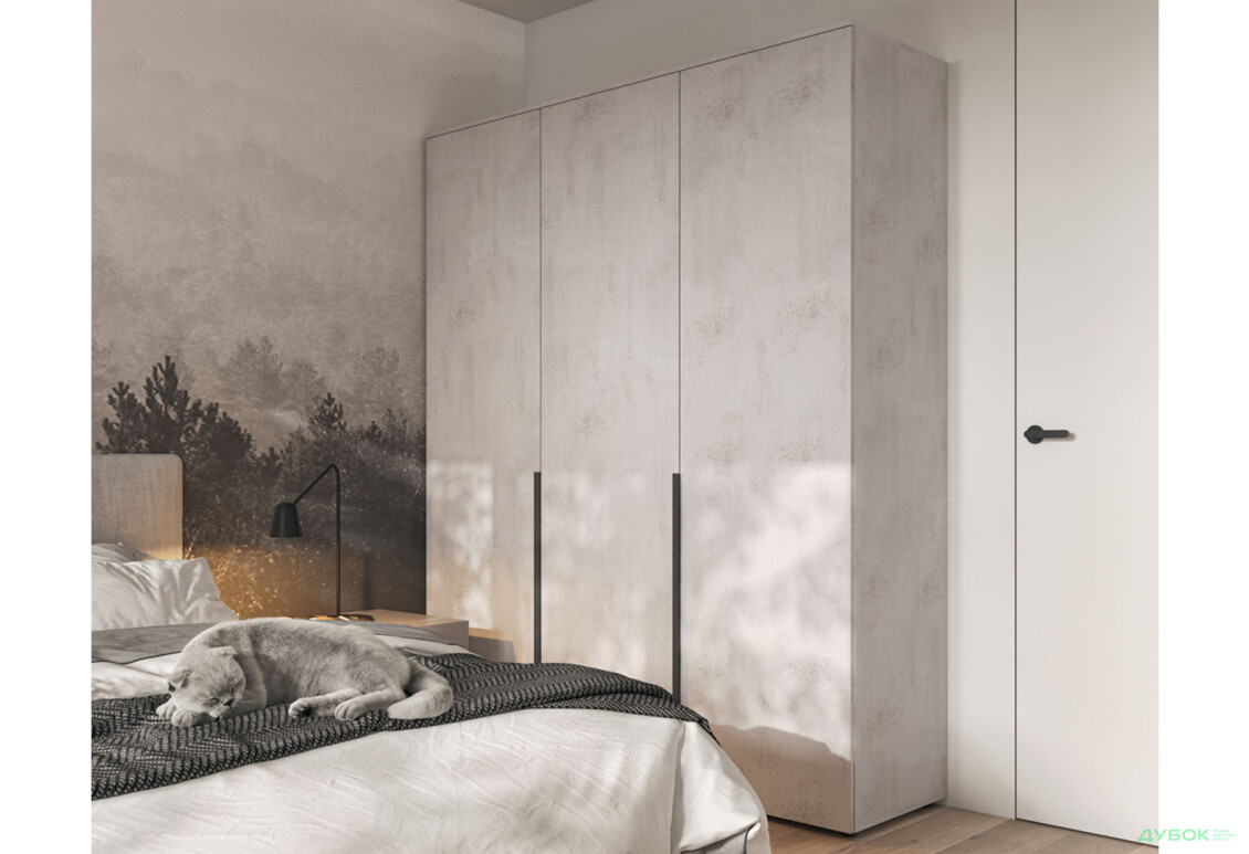 Шафа Moreli Ліберті (ST0027) зі штангою та відділенням з полицями 3-дверна 180 см бетон тефра - Зображення 2 Зображення 2 - Шафа Moreli Ліберті (ST0027) зі штангою та відділенням з полицями 3-дверна 180 см бетон тефра