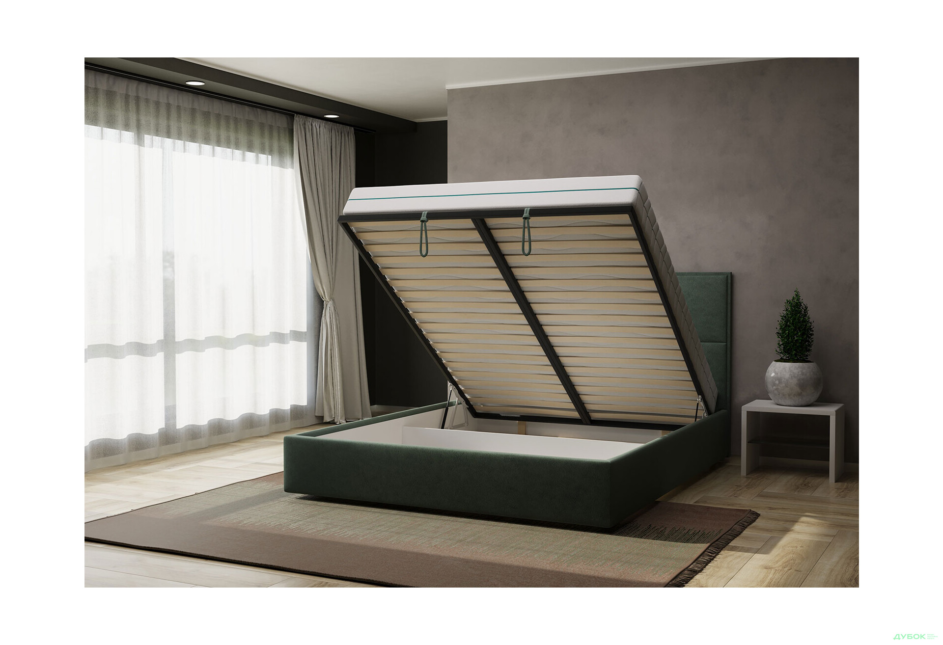 Кровать-подиум VND Астон подъемная 160х200 см, Siena 1020 Moss (серо-зеленый) - Изображение 3 Изображение 3 - Кровать-подиум VND Астон подъемная 160х200 см, Siena 1020 Moss (серо-зеленый)