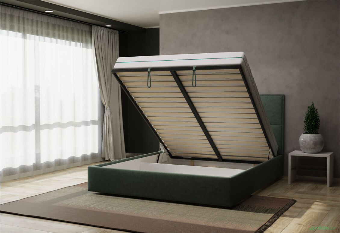 Кровать-подиум VND Астон подъемная 160х200 см, Siena 1020 Moss (серо-зеленый) - Изображение 3 Изображение 3 - Кровать-подиум VND Астон подъемная 160х200 см, Siena 1020 Moss (серо-зеленый)