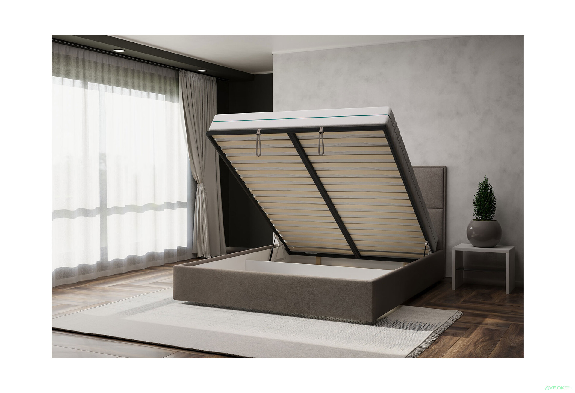 Ліжко-подіум VND Астон підйомне 160х200 см, Siena 1009 Cocoa (беж) - Зображення 3 Зображення 3 - Ліжко-подіум VND Астон підйомне 160х200 см, Siena 1009 Cocoa (беж)