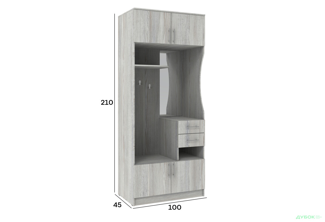 Передпокій Київський стандарт B-2 4-дверний з шухлядами і дзеркалом 100 см - Зображення 4 Зображення 4 - Передпокій Київський стандарт B-2 4-дверний з шухлядами і дзеркалом 100 см