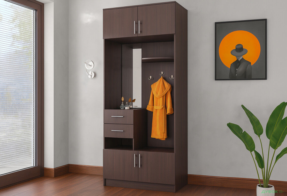 Передпокій Київський стандарт B-2 4-дверний з шухлядами і дзеркалом 100 см - Зображення 6 Зображення 6 - Передпокій Київський стандарт B-2 4-дверний з шухлядами і дзеркалом 100 см