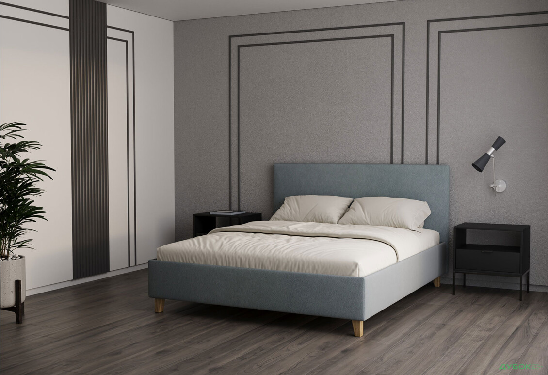 Ліжко VND Соло з підйомним механізмом 160х200 см, Делано 704 (сірий), ніжки лак - Зображення 2 Зображення 2 - Ліжко VND Соло з підйомним механізмом 160х200 см, Делано 704 (сірий), ніжки лак