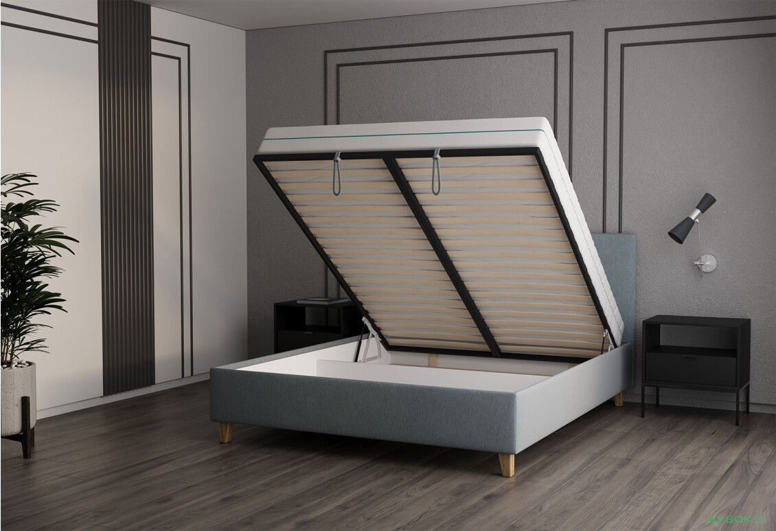 Ліжко VND Соло з підйомним механізмом 160х200 см, Делано 704 (сірий), ніжки лак - Зображення 3 Зображення 3 - Ліжко VND Соло з підйомним механізмом 160х200 см, Делано 704 (сірий), ніжки лак