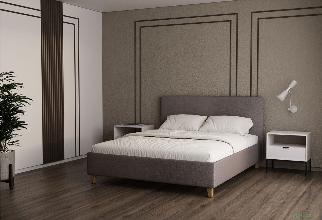 Ліжко VND Соло з підйомним механізмом 160х200 см, Siena 1005 Hazelnut (сірий), ніжки лак - Зображення 2 Зображення 2 - Ліжко VND Соло з підйомним механізмом 160х200 см, Siena 1005 Hazelnut (сірий), ніжки лак