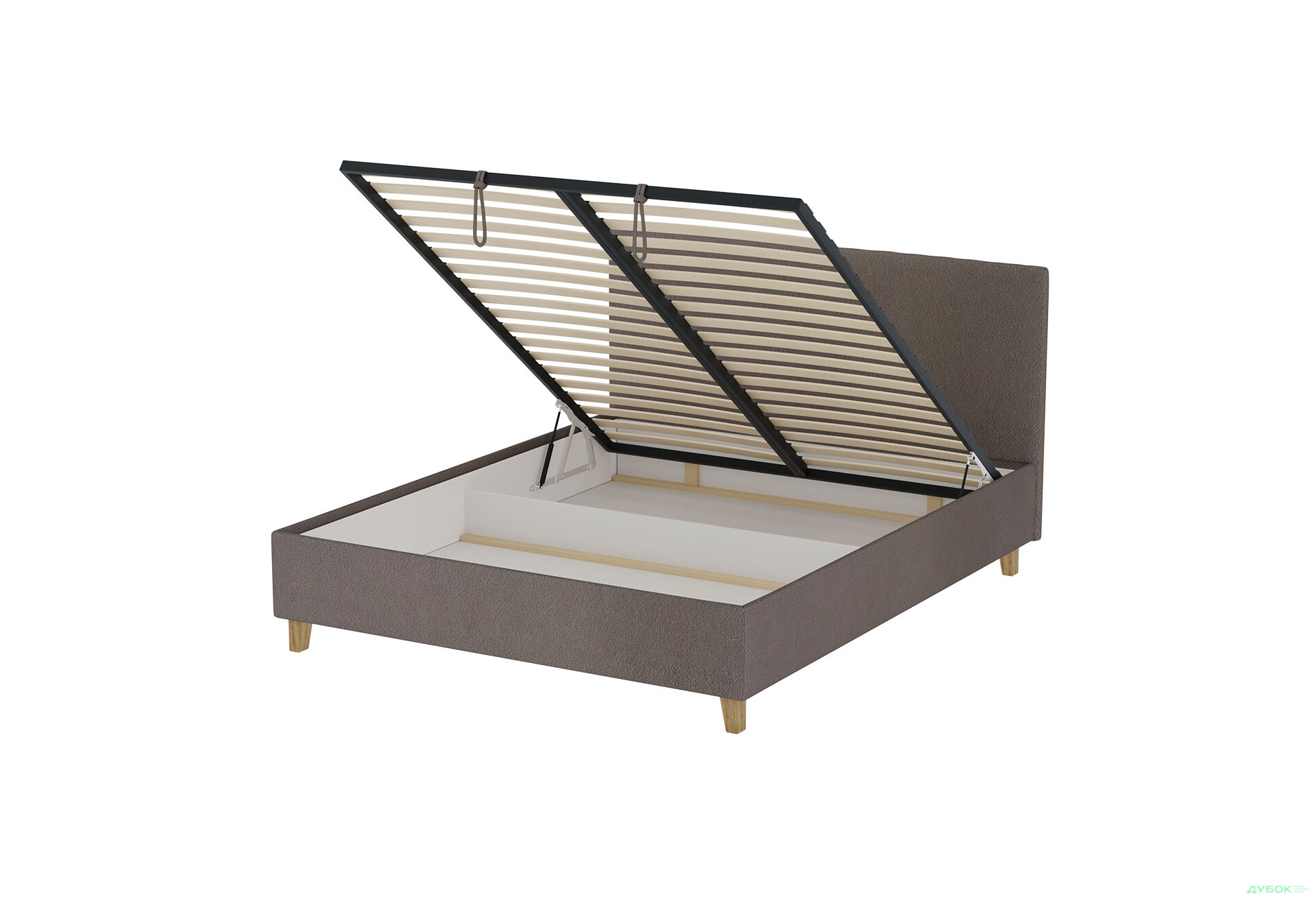 Ліжко VND Соло з підйомним механізмом 160х200 см, Siena 1005 Hazelnut (сірий), ніжки лак - Зображення 5 Зображення 5 - Ліжко VND Соло з підйомним механізмом 160х200 см, Siena 1005 Hazelnut (сірий), ніжки лак