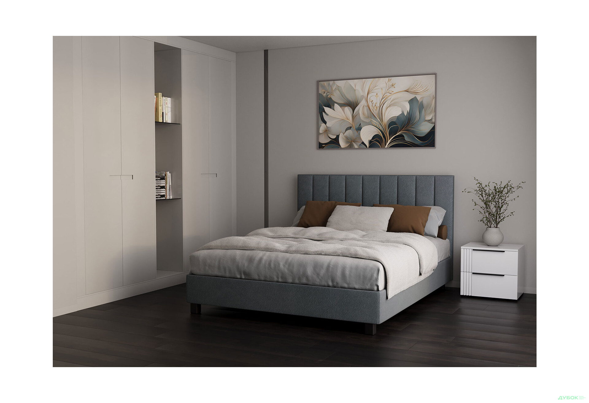 Ліжко VND Віола з підйомним механізмом 160х200 см, Делано 705 (сірий), ніжки венге - Зображення 2 Зображення 2 - Ліжко VND Віола з підйомним механізмом 160х200 см, Делано 705 (сірий), ніжки венге