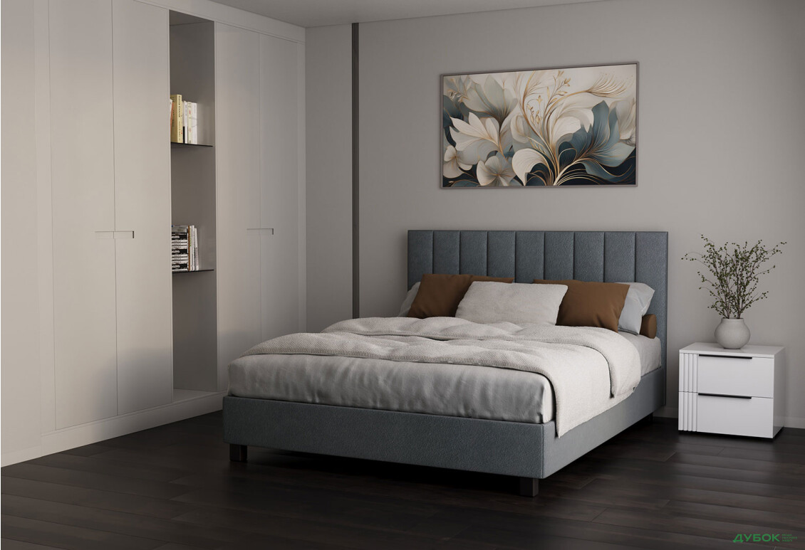 Ліжко VND Віола з підйомним механізмом 160х200 см, Делано 705 (сірий), ніжки венге - Зображення 2 Зображення 2 - Ліжко VND Віола з підйомним механізмом 160х200 см, Делано 705 (сірий), ніжки венге