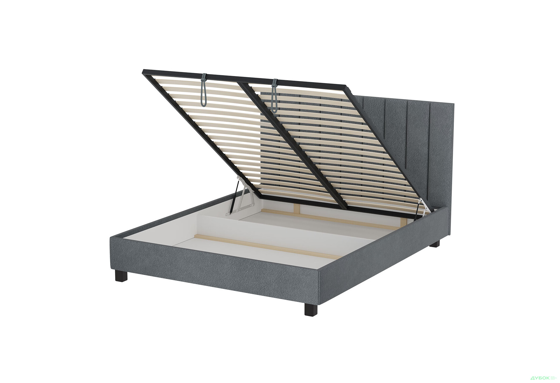 Ліжко VND Віола з підйомним механізмом 160х200 см, Делано 705 (сірий), ніжки венге - Зображення 5 Зображення 5 - Ліжко VND Віола з підйомним механізмом 160х200 см, Делано 705 (сірий), ніжки венге