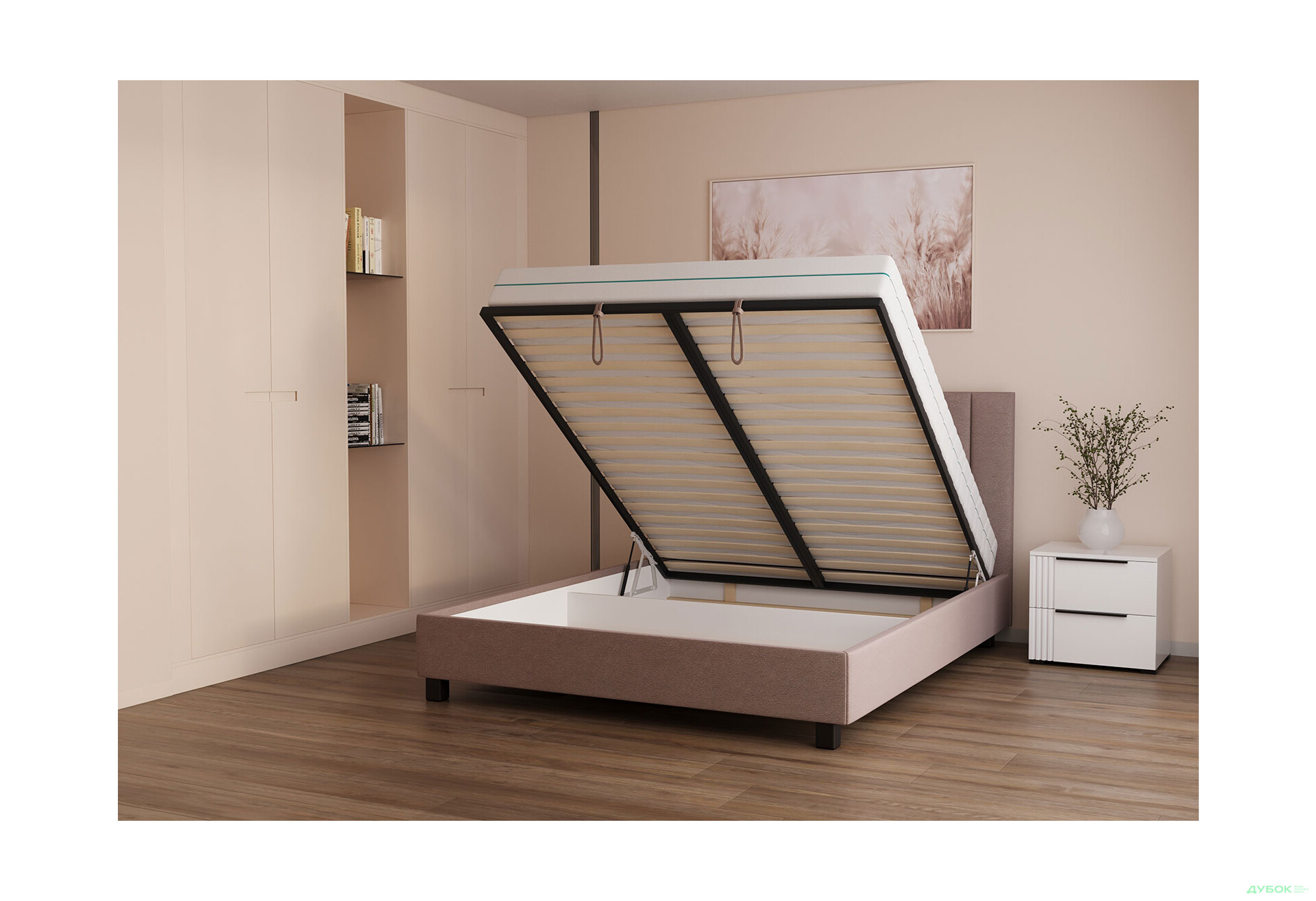 Ліжко VND Віола з підйомним механізмом 160х200 см, Зеніт 48 (беж), ніжки венге - Зображення 3 Зображення 3 - Ліжко VND Віола з підйомним механізмом 160х200 см, Зеніт 48 (беж), ніжки венге