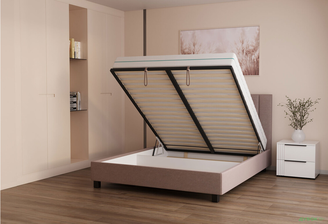 Ліжко VND Віола з підйомним механізмом 160х200 см, Зеніт 48 (беж), ніжки венге - Зображення 3 Зображення 3 - Ліжко VND Віола з підйомним механізмом 160х200 см, Зеніт 48 (беж), ніжки венге