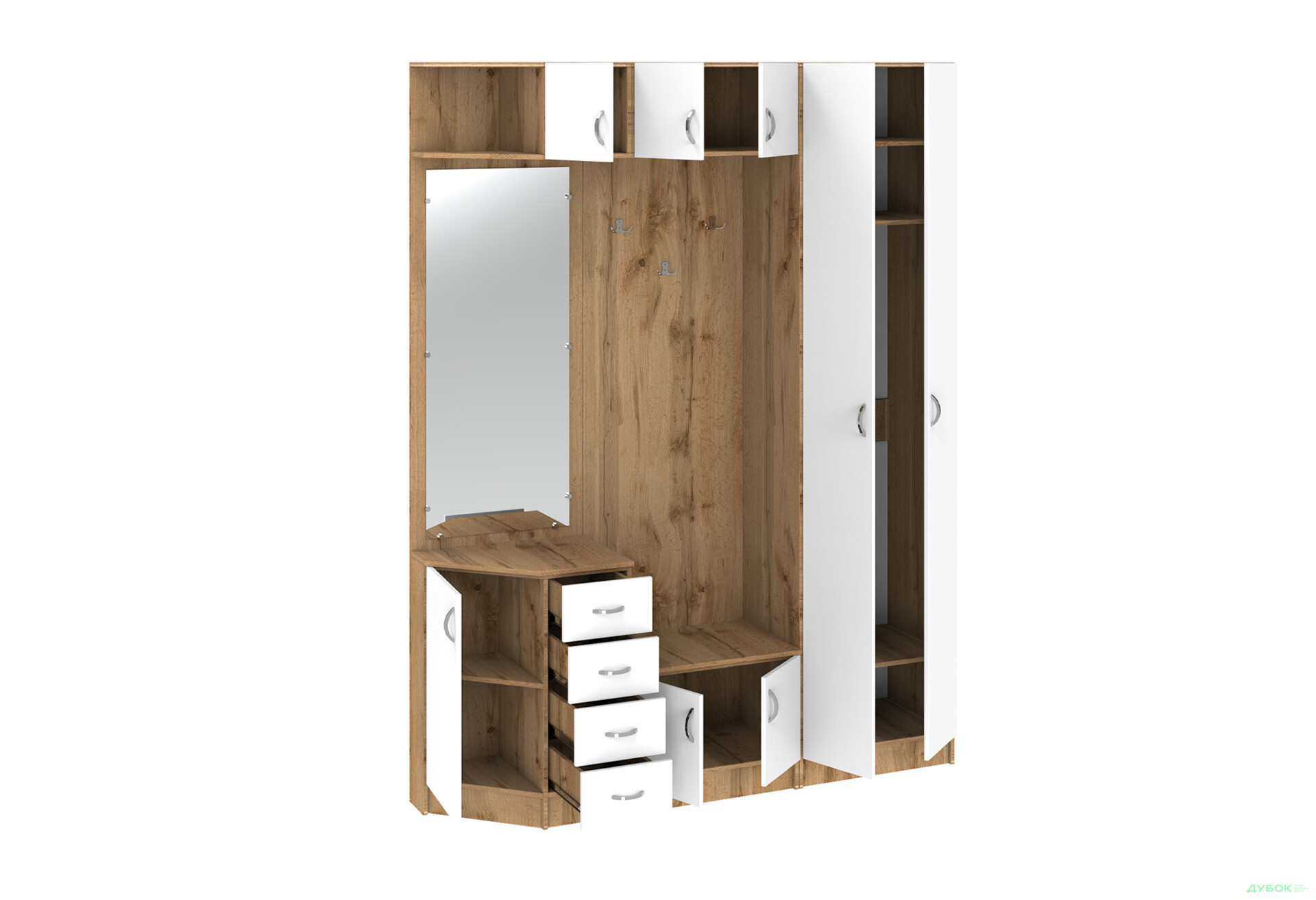 Прихожая Киевский стандарт Классика Д 8-дверный левый с ящиками 180 см дуб аппалачи / нимфея альба - Изображение 3 Изображение 3 - Прихожая Киевский стандарт Классика Д 8-дверный левый с ящиками 180 см дуб аппалачи / нимфея альба