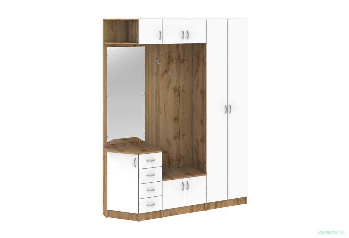 Прихожая Киевский стандарт Классика Д 8-дверный левый с ящиками 180 см дуб аппалачи / нимфея альба - Изображение 1 Изображение 1 - Прихожая Киевский стандарт Классика Д 8-дверный левый с ящиками 180 см дуб аппалачи / нимфея альба