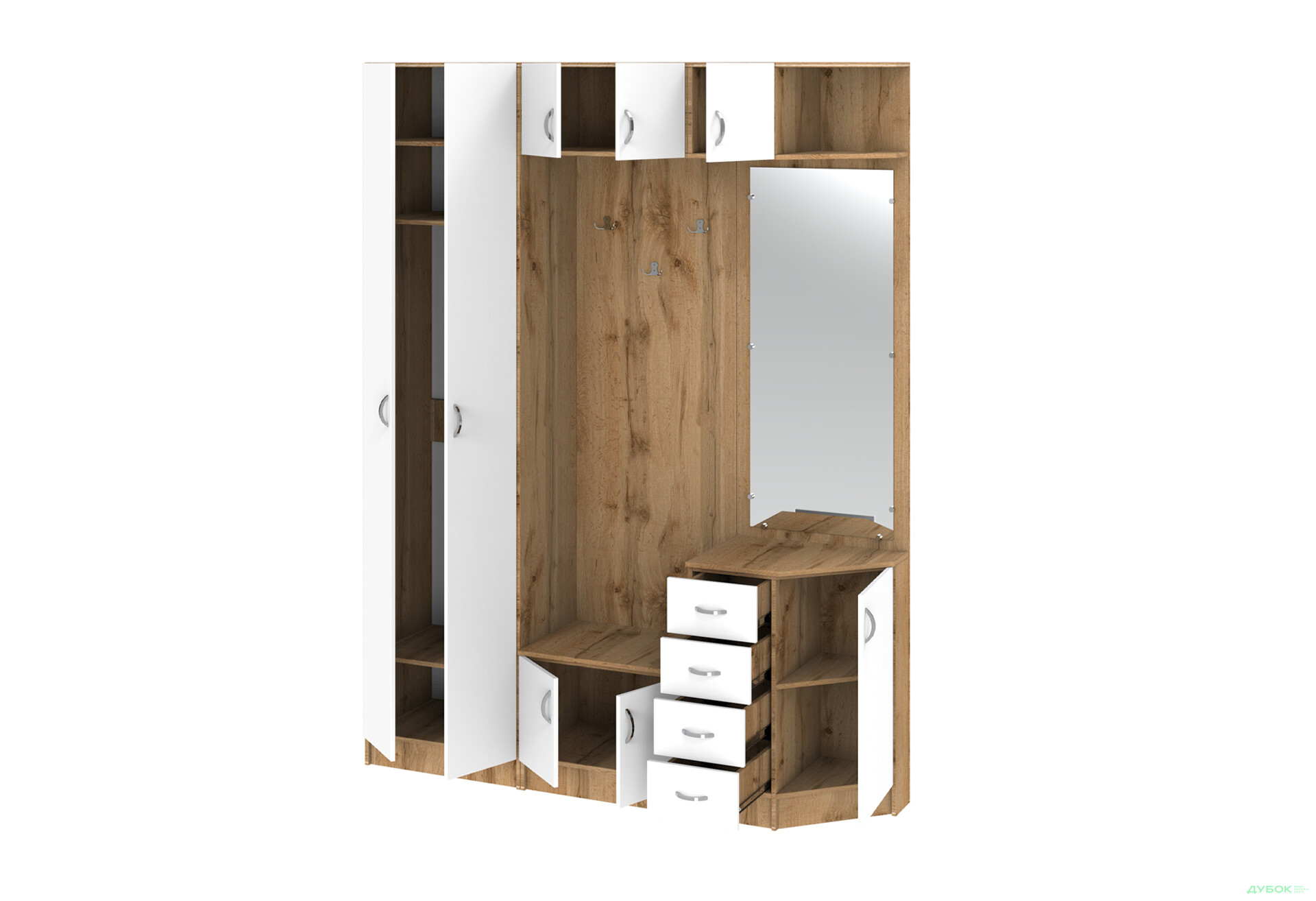 Прихожая Киевский стандарт Классика Д 8-дверный правый с ящиками 180 см дуб аппалачи / нимфея альба - Изображение 3 Изображение 3 - Прихожая Киевский стандарт Классика Д 8-дверный правый с ящиками 180 см дуб аппалачи / нимфея альба