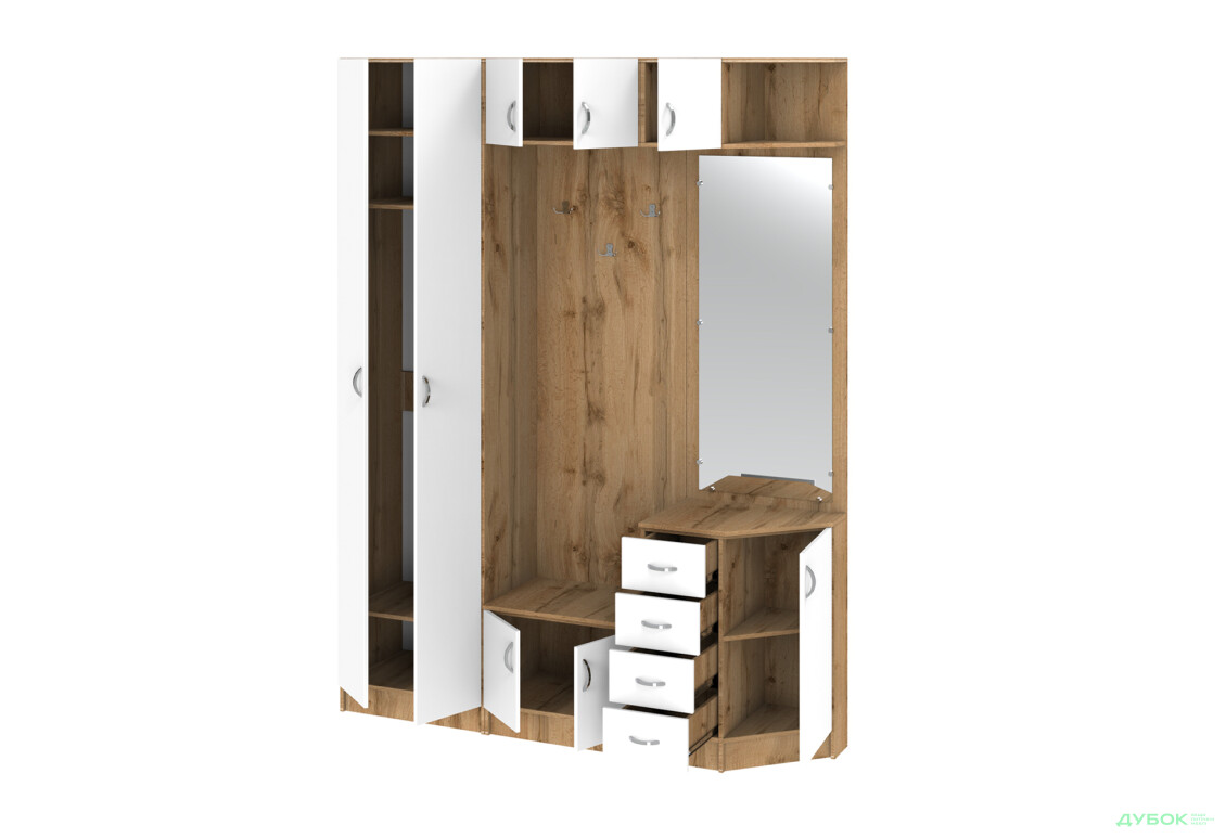 Прихожая Киевский стандарт Классика Д 8-дверный правый с ящиками 180 см дуб аппалачи / нимфея альба - Изображение 3 Изображение 3 - Прихожая Киевский стандарт Классика Д 8-дверный правый с ящиками 180 см дуб аппалачи / нимфея альба