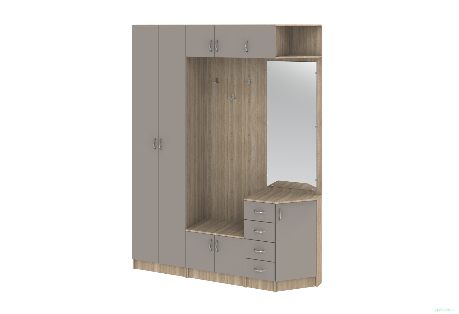 Прихожая Киевский стандарт Классика Д 8-дверный правый с ящиками 180 см дуб сонома / кашемир - Изображение 1 Изображение 1 - Прихожая Киевский стандарт Классика Д 8-дверный правый с ящиками 180 см дуб сонома / кашемир