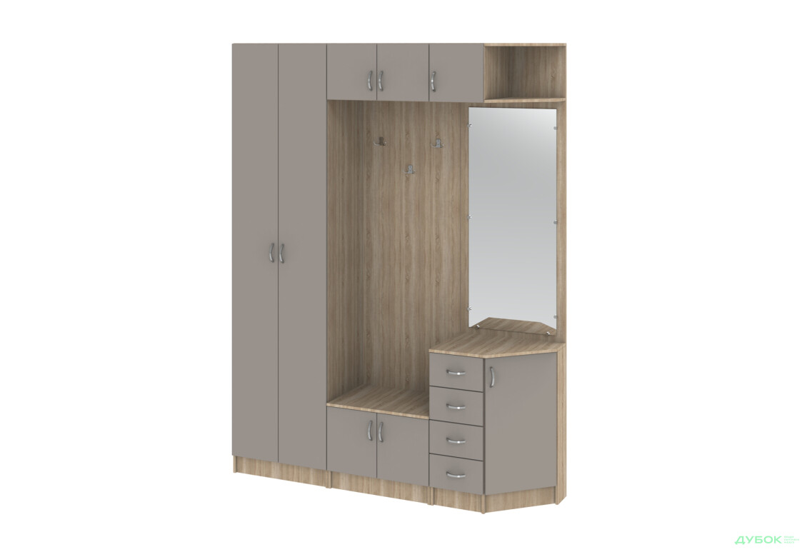 Прихожая Киевский стандарт Классика Д 8-дверный правый с ящиками 180 см дуб сонома / кашемир - Изображение 1 Изображение 1 - Прихожая Киевский стандарт Классика Д 8-дверный правый с ящиками 180 см дуб сонома / кашемир