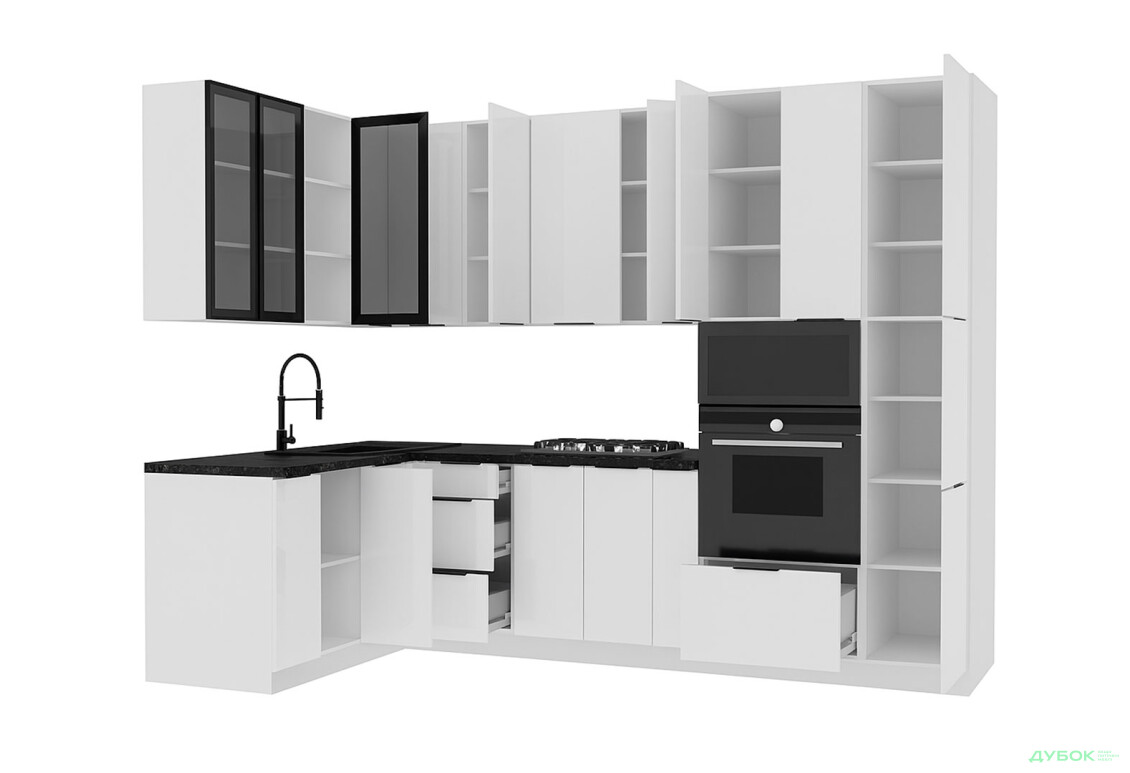 Кутова кухня Діплос / Diplos Blum 1.6х2.8 MebelStar, аляска біла / білий agt - Зображення 3 Зображення 3 - Кутова кухня Діплос / Diplos Blum 1.6х2.8 MebelStar, аляска біла / білий agt