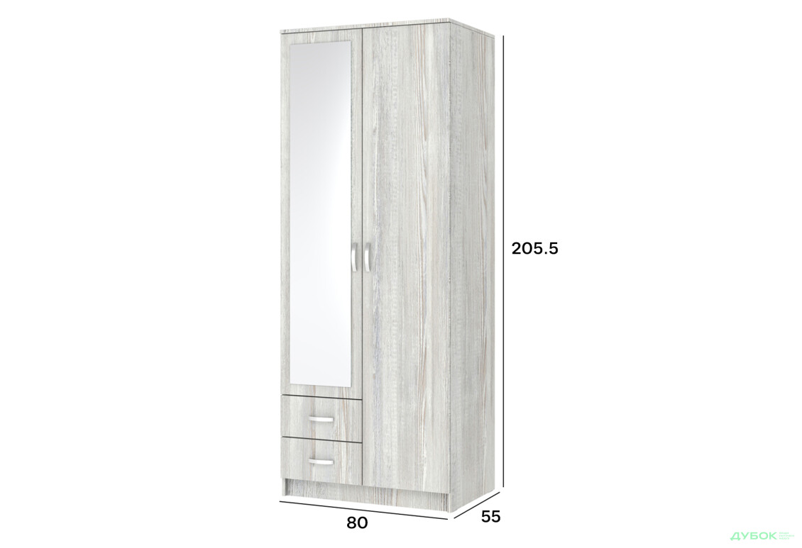 Шкаф Киевский стандарт М-стиль 2Д2Ш левая 2-дверный с зеркалом 80 см сосна натти - Изображение 4 Изображение 4 - Шкаф Киевский стандарт М-стиль 2Д2Ш левая 2-дверный с зеркалом 80 см сосна натти