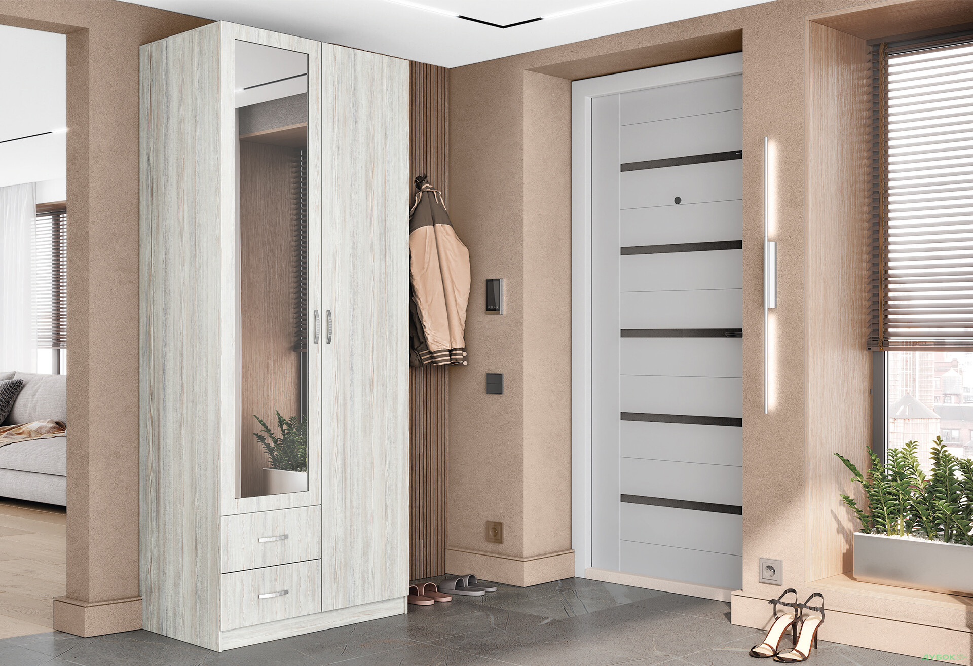 Шкаф Киевский стандарт М-стиль 2Д2Ш левая 2-дверный с зеркалом 80 см сосна натти - Изображение 2 Изображение 2 - Шкаф Киевский стандарт М-стиль 2Д2Ш левая 2-дверный с зеркалом 80 см сосна натти