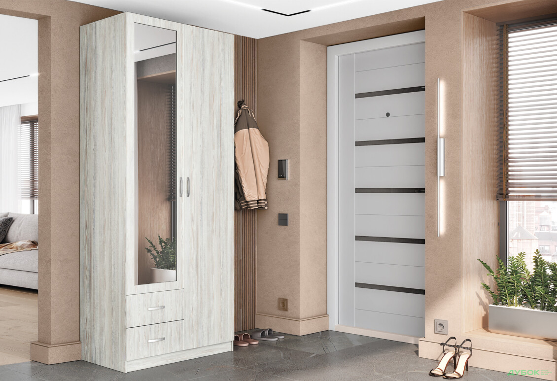 Шкаф Киевский стандарт М-стиль 2Д2Ш левая 2-дверный с зеркалом 80 см сосна натти - Изображение 2 Изображение 2 - Шкаф Киевский стандарт М-стиль 2Д2Ш левая 2-дверный с зеркалом 80 см сосна натти