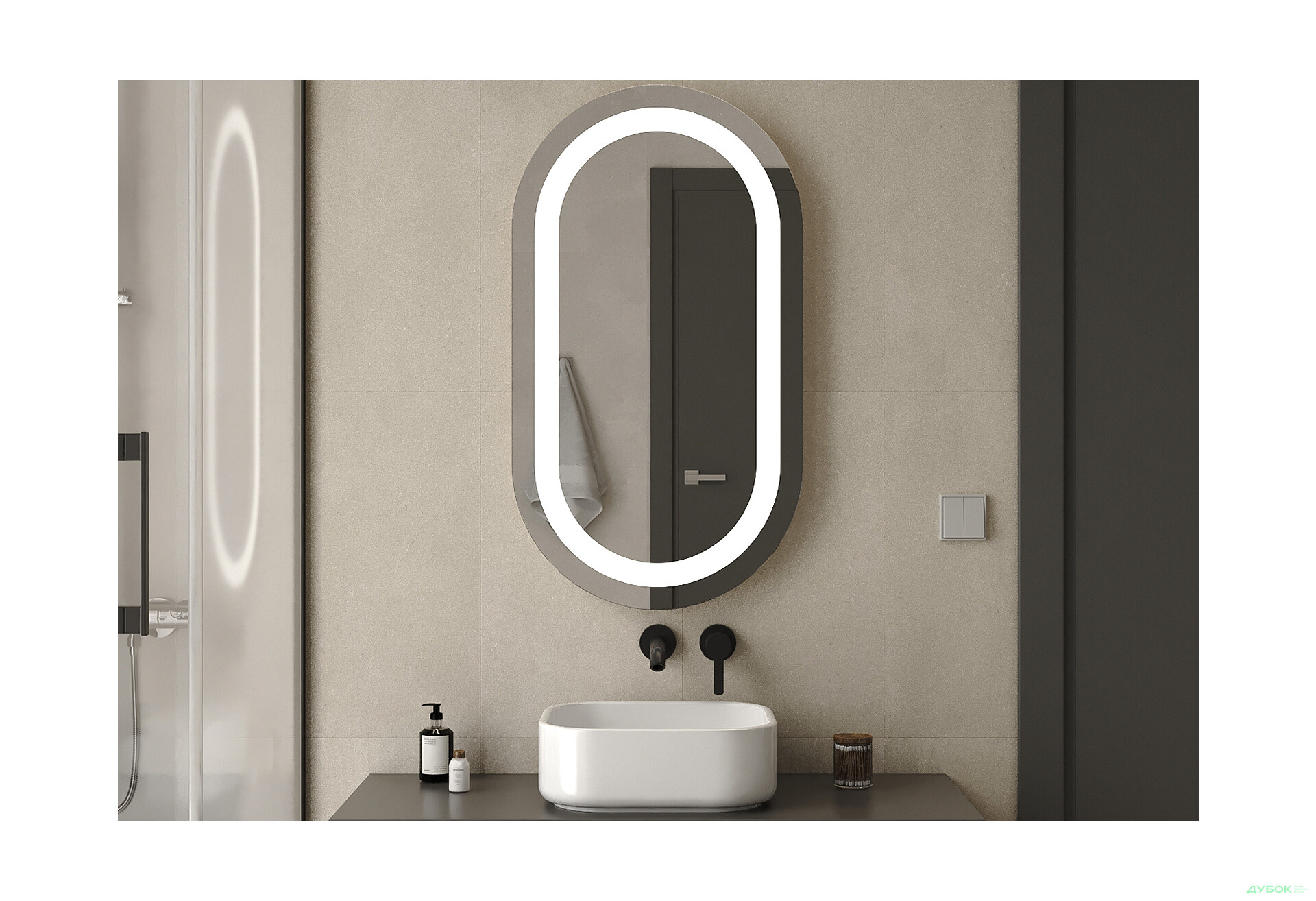 Зображення 6 - Дзеркало Лідс 800х500 кнопка Moreli