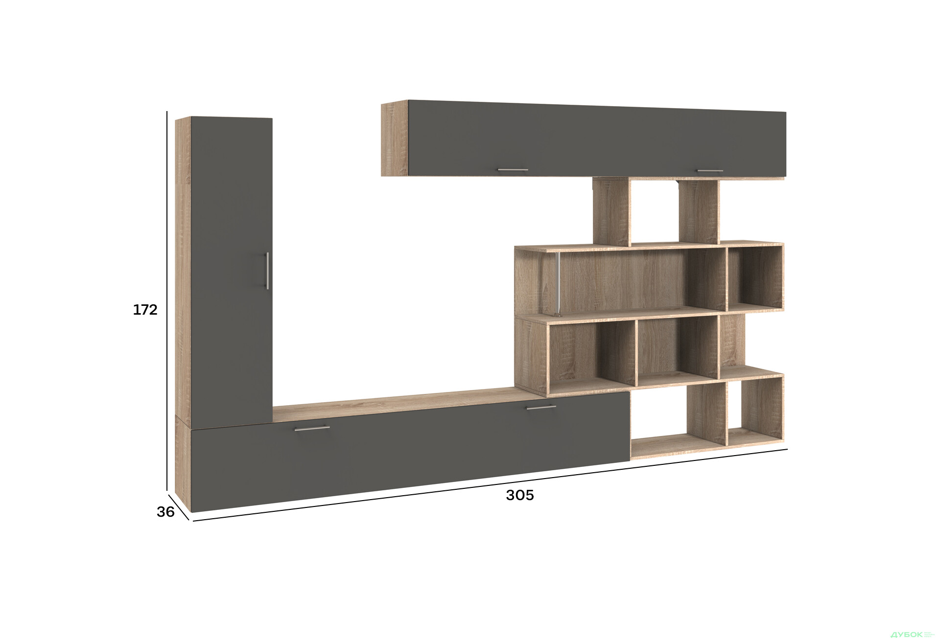 Изображение 4 - Стенка Киевский стандарт Галатея Д 305 см дуб сонома / антрацит