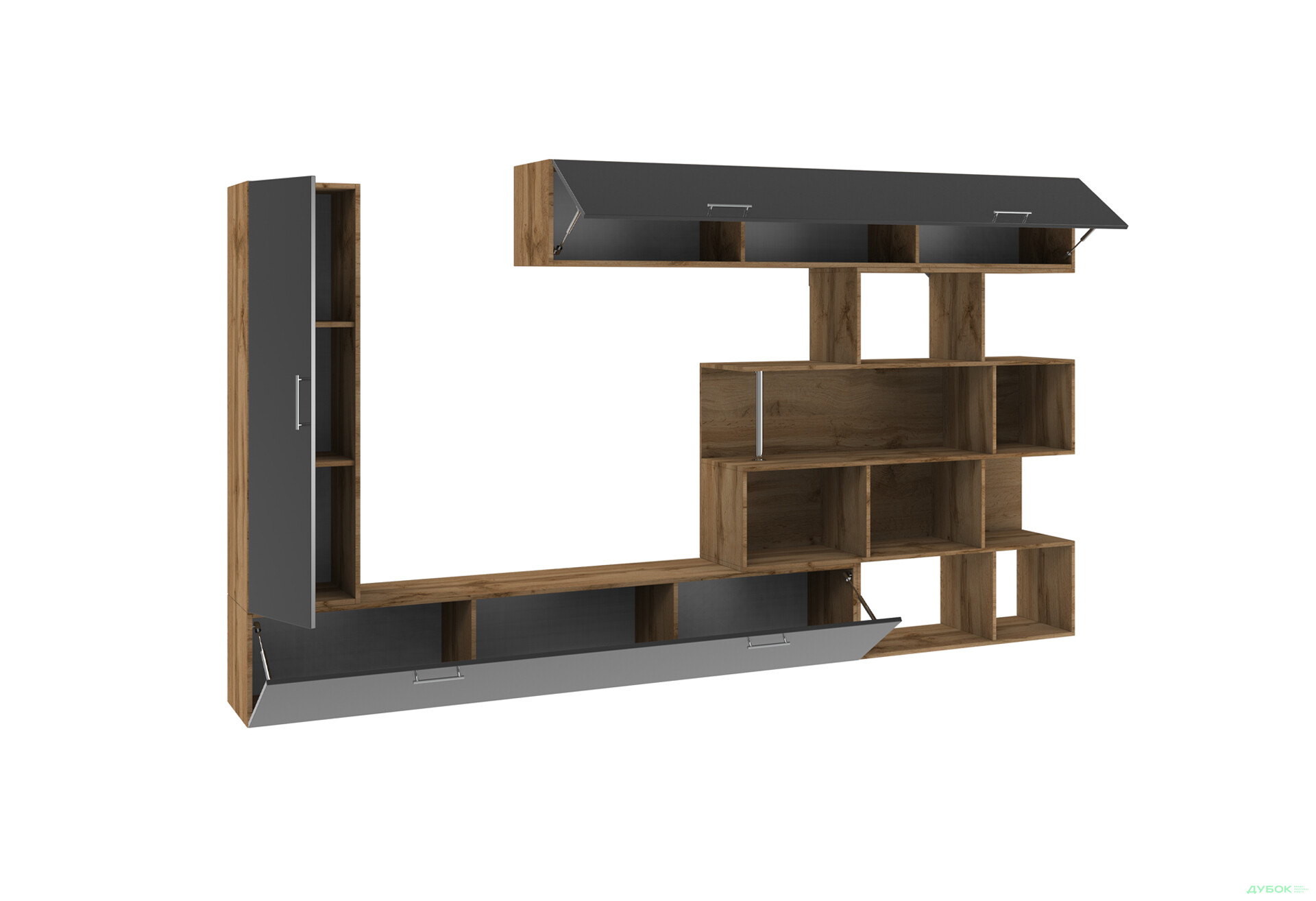 Изображение 3 - Стенка Киевский стандарт Галатея М 305 см дуб аппалачи / черный глянец