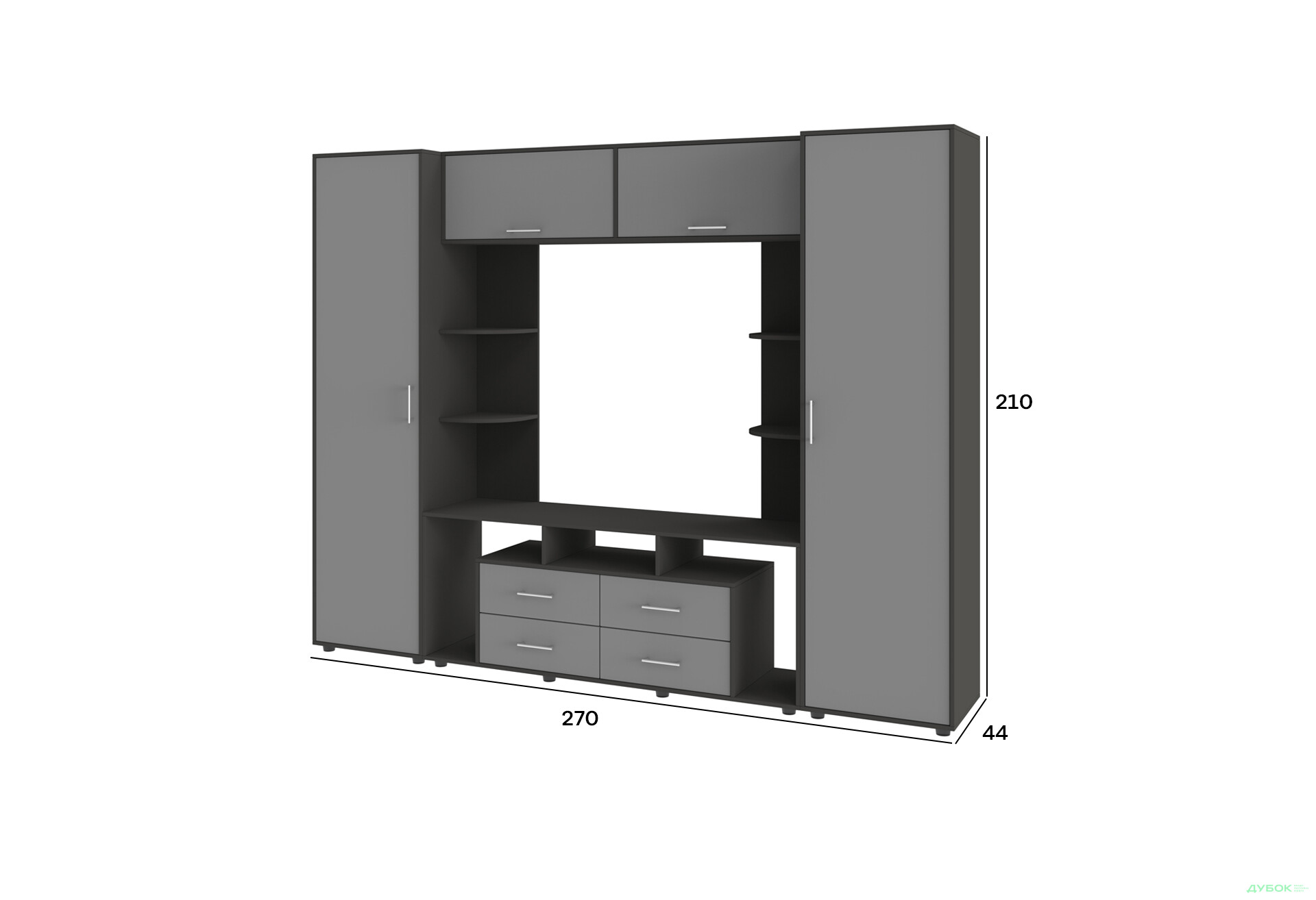 Изображение 4 - Стенка Киевский стандарт Юта Д 270 см антрацит / серая лава