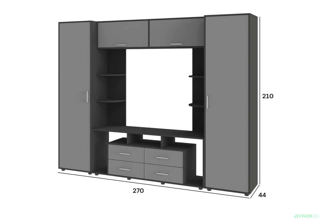 Изображение 4 - Стенка Киевский стандарт Юта Д 270 см антрацит / серая лава