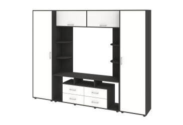 Стенка Киевский стандарт Юта М 270 см антрацит / белый супермат