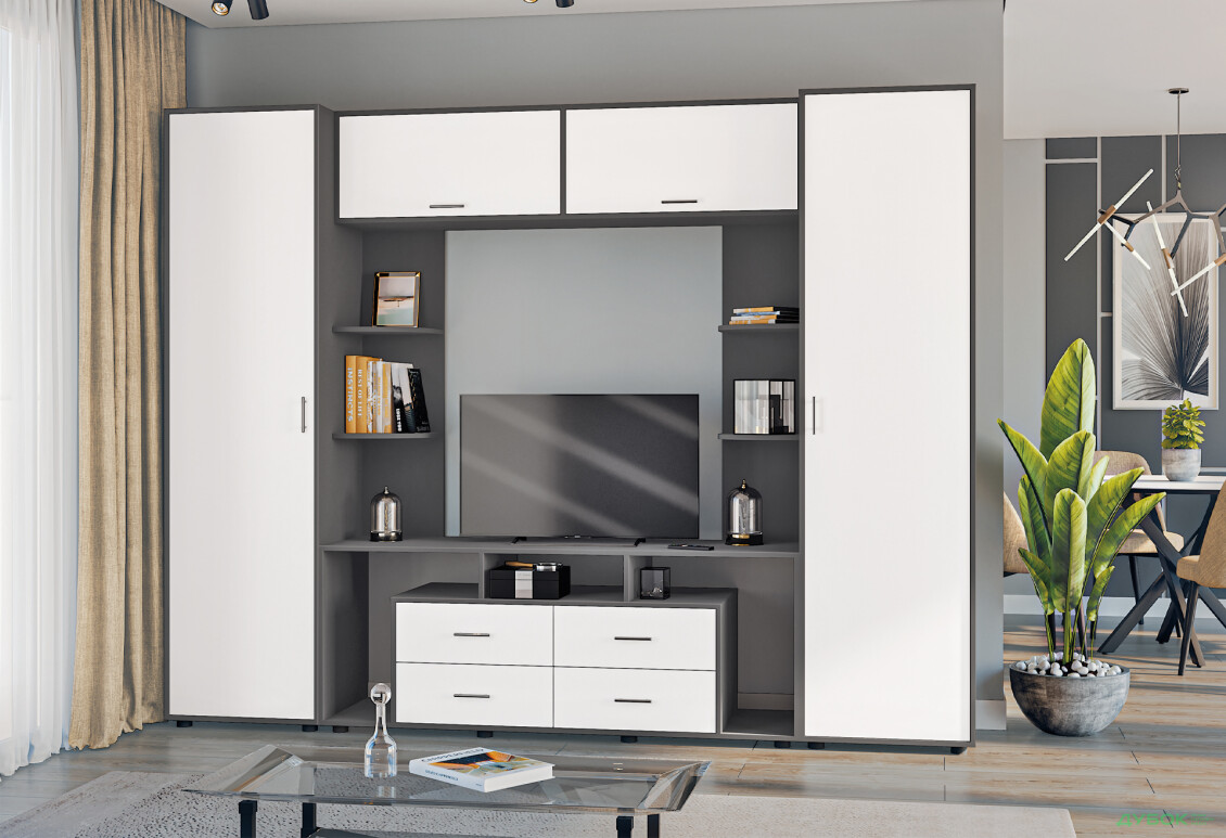 Изображение 2 - Стенка Киевский стандарт Юта М 270 см антрацит / белый супермат