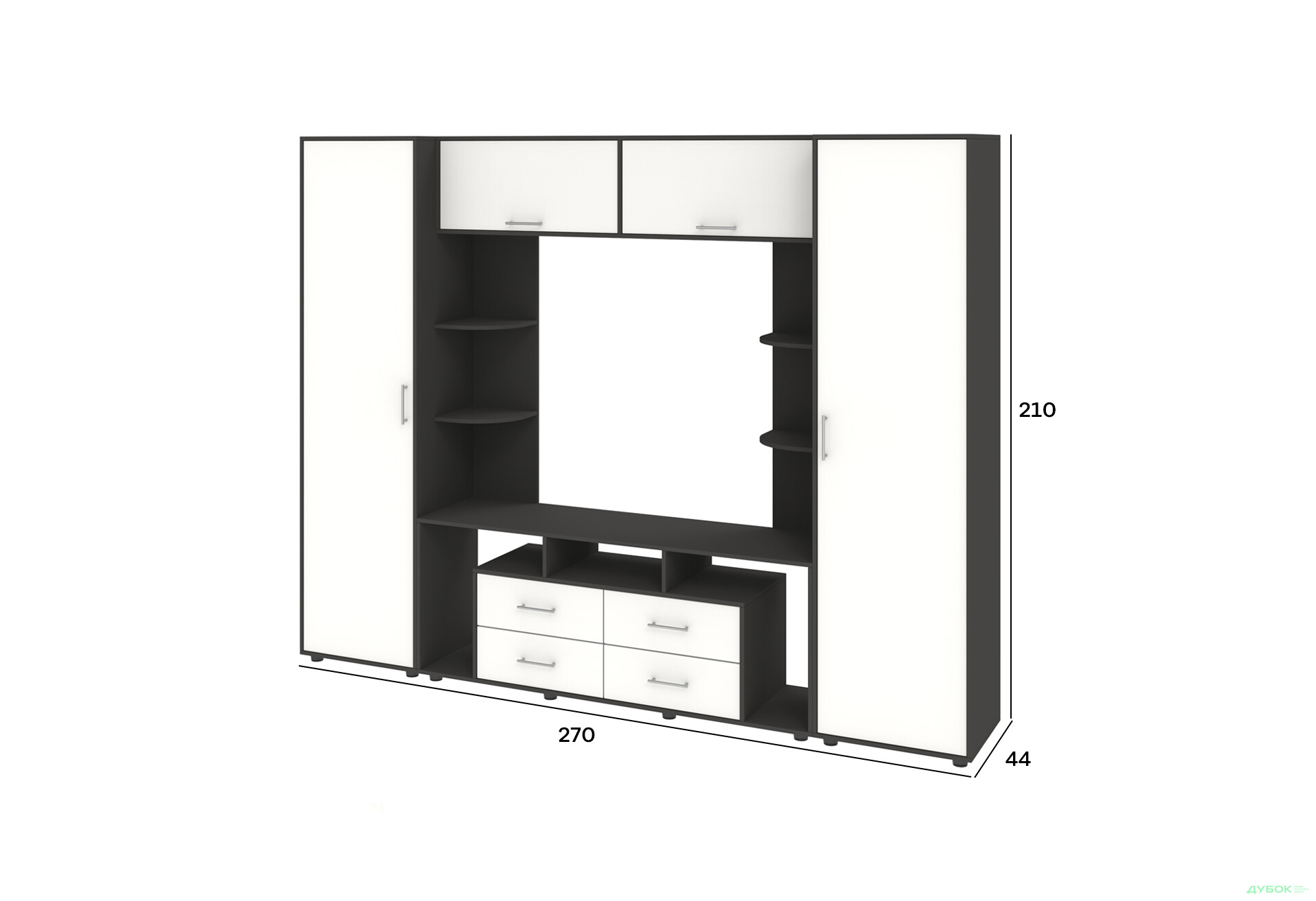 Изображение 4 - Стенка Киевский стандарт Юта М 270 см антрацит / белый супермат