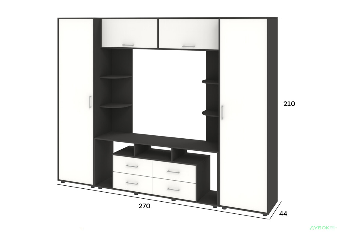 Изображение 4 - Стенка Киевский стандарт Юта М 270 см антрацит / белый супермат