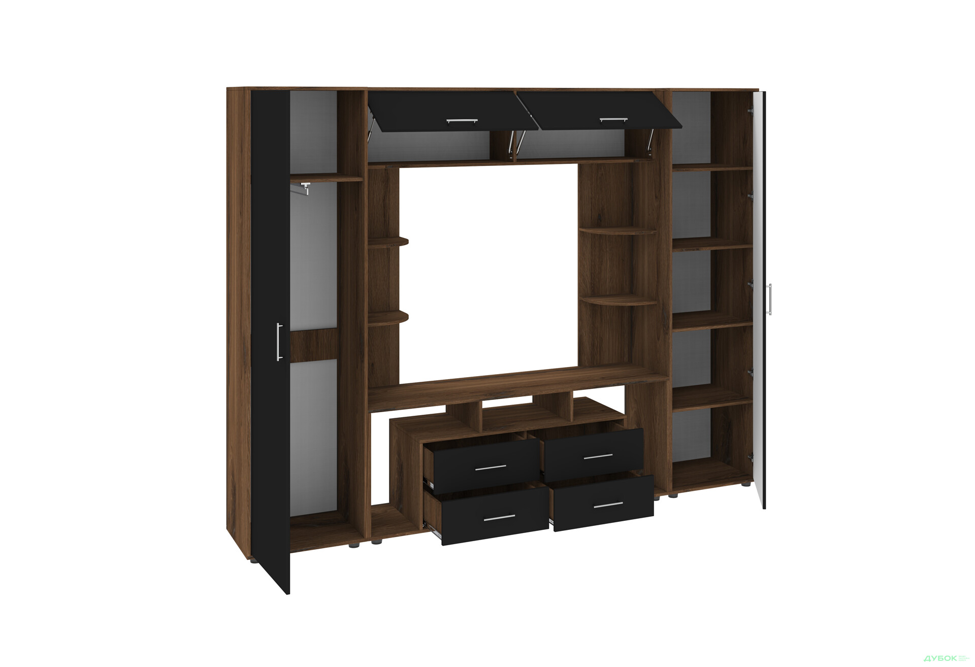 Зображення 3 - Стінка Київський стандарт Юта М 270 см дуб ліворно / чорний софт