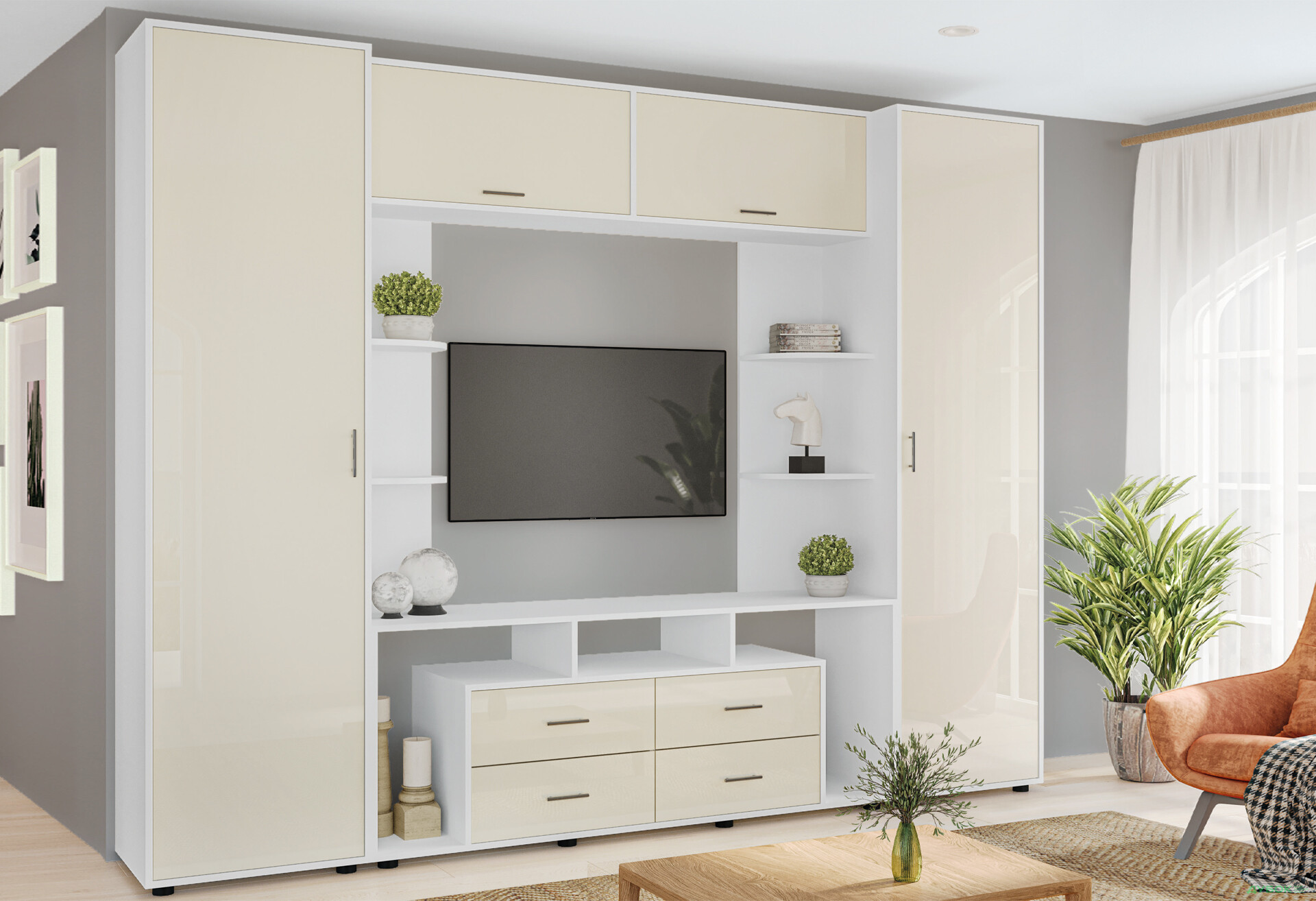 Зображення 2 - Стінка Київський стандарт Юта М 270 см німфея альба / слонова кістка