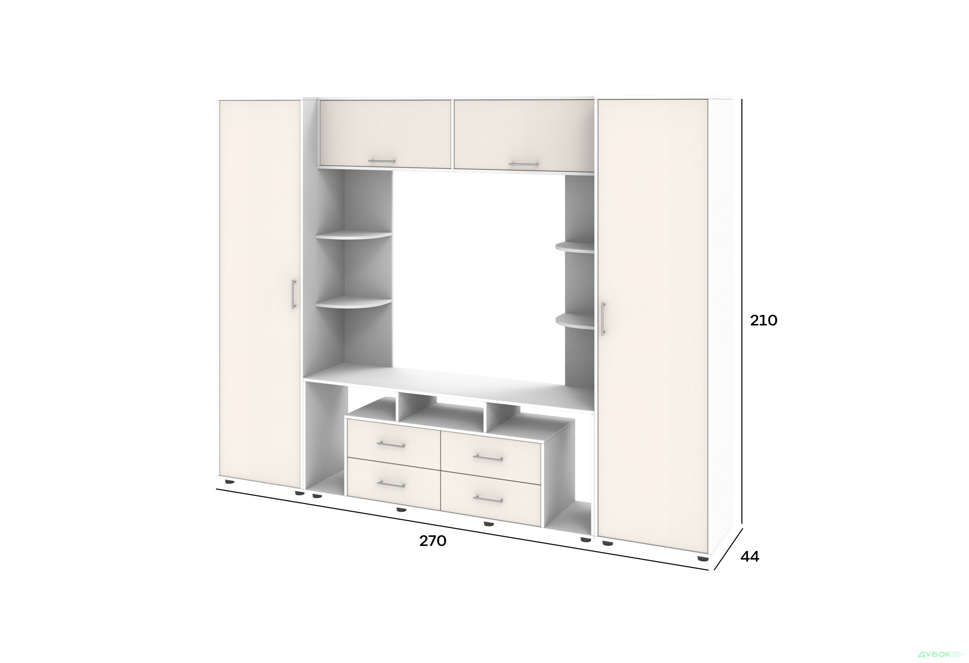 Зображення 4 - Стінка Київський стандарт Юта М 270 см німфея альба / слонова кістка