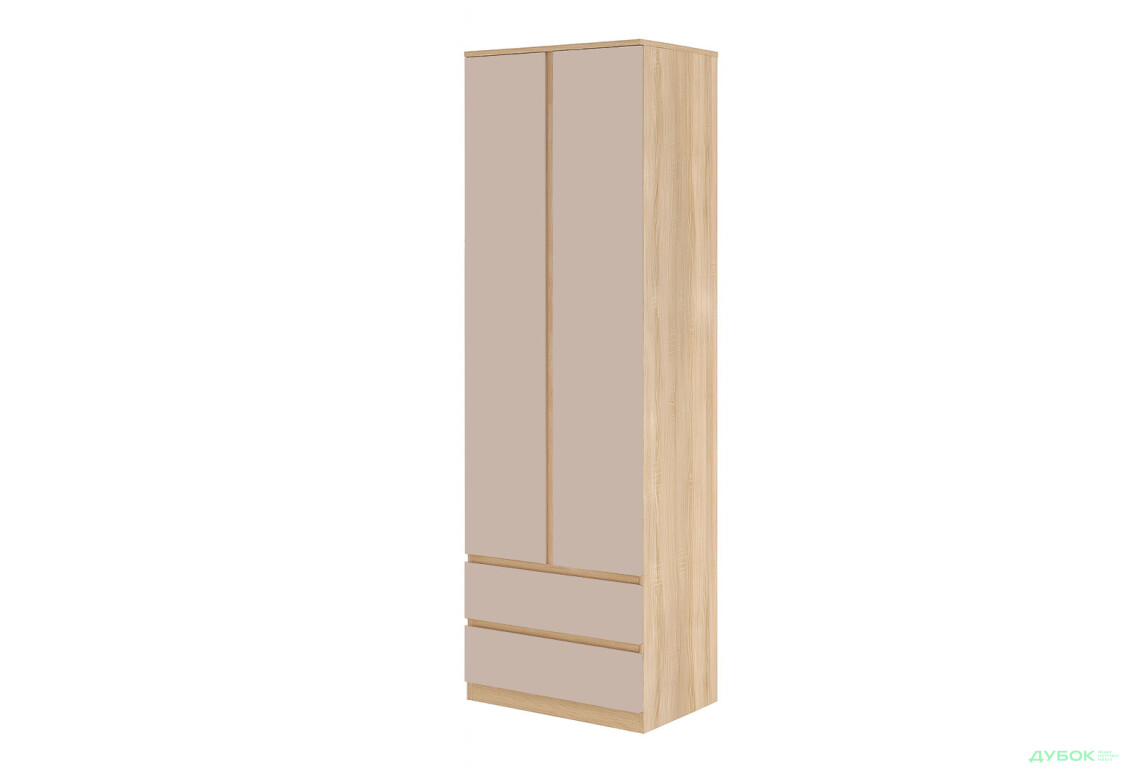 Шафа Світ Меблів Фріда дводверна з 2 шухлядами 80 см, дуб сонома / тоффі - Зображення 1 Зображення 1 - Шафа Світ Меблів Фріда дводверна з 2 шухлядами 80 см, дуб сонома / тоффі