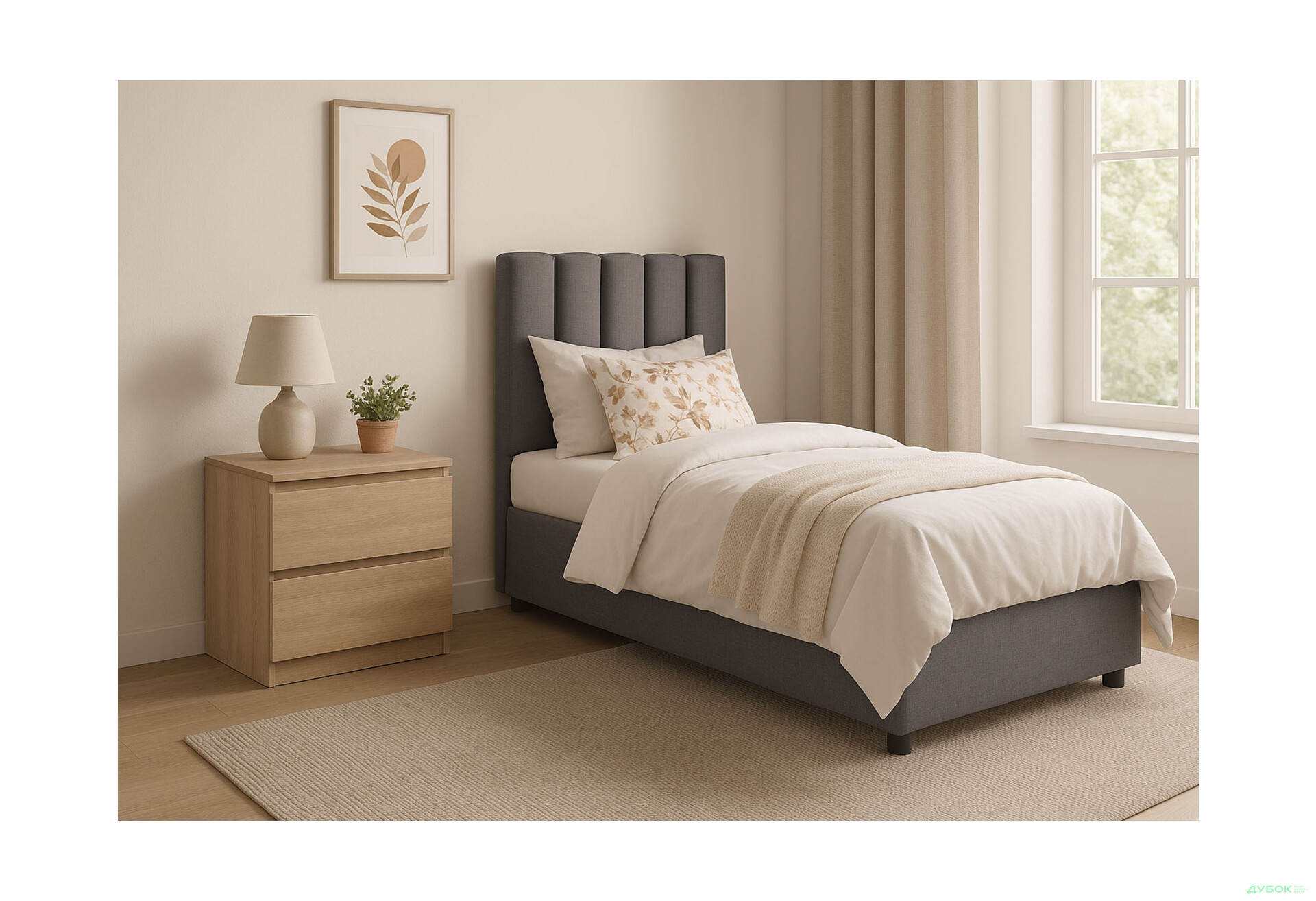 Ліжко-подіум UMa Монро 90х200 см з матрацом підйомне дерев'яний каркас, сіро-коричневе (Fancy 96) - Зображення 2 Зображення 2 - Ліжко-подіум UMa Монро 90х200 см з матрацом підйомне дерев'яний каркас, сіро-коричневе (Fancy 96)