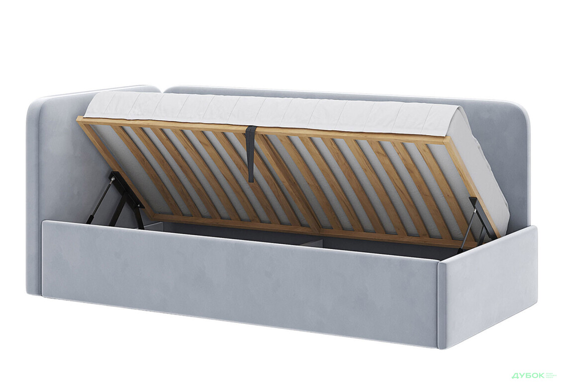 Ліжко MiroMark Хеппі 90х200 см з матрацом підйомне, світло-сіре - Зображення 3 Зображення 3 - Ліжко MiroMark Хеппі 90х200 см з матрацом підйомне, світло-сіре