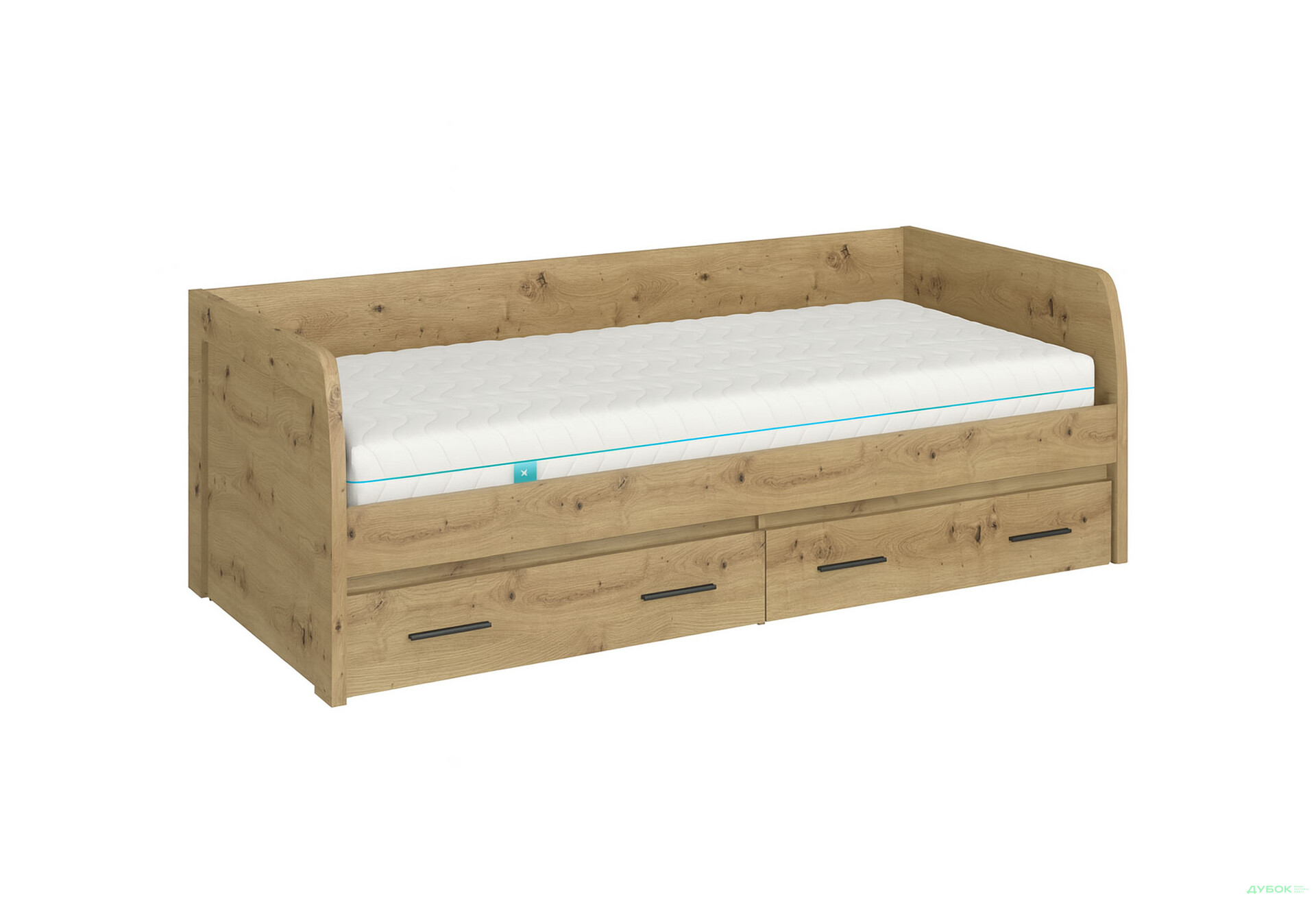 Ліжко VMV holding Айсон 90х200 см з матрацом та шухлядами, дуб артізан - Зображення 4 Зображення 4 - Ліжко VMV holding Айсон 90х200 см з матрацом та шухлядами, дуб артізан