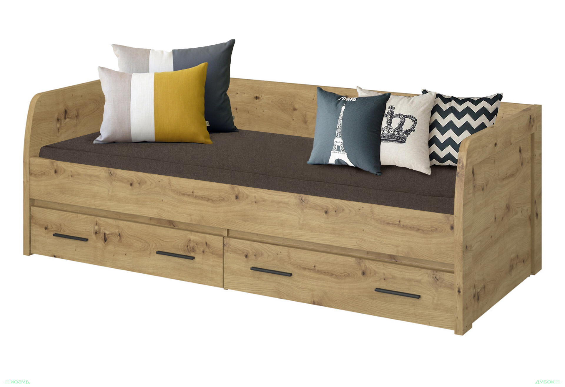 Ліжко VMV holding Айсон 90х200 см з матрацом та шухлядами, дуб артізан - Зображення 3 Зображення 3 - Ліжко VMV holding Айсон 90х200 см з матрацом та шухлядами, дуб артізан