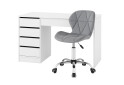 Зображення 2 - Стіл письмовий Kredens furniture Ерго / Ergo 110x55 см лівий з 5-ма шухлядами Білий та з кріслом Бетані сірий оксамит