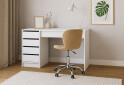 Зображення 2 - Стіл письмовий Kredens furniture Ерго / Ergo 110x55 см лівий з 5-ма шухлядами Білий з кріслом Бетані бежевий оксамит